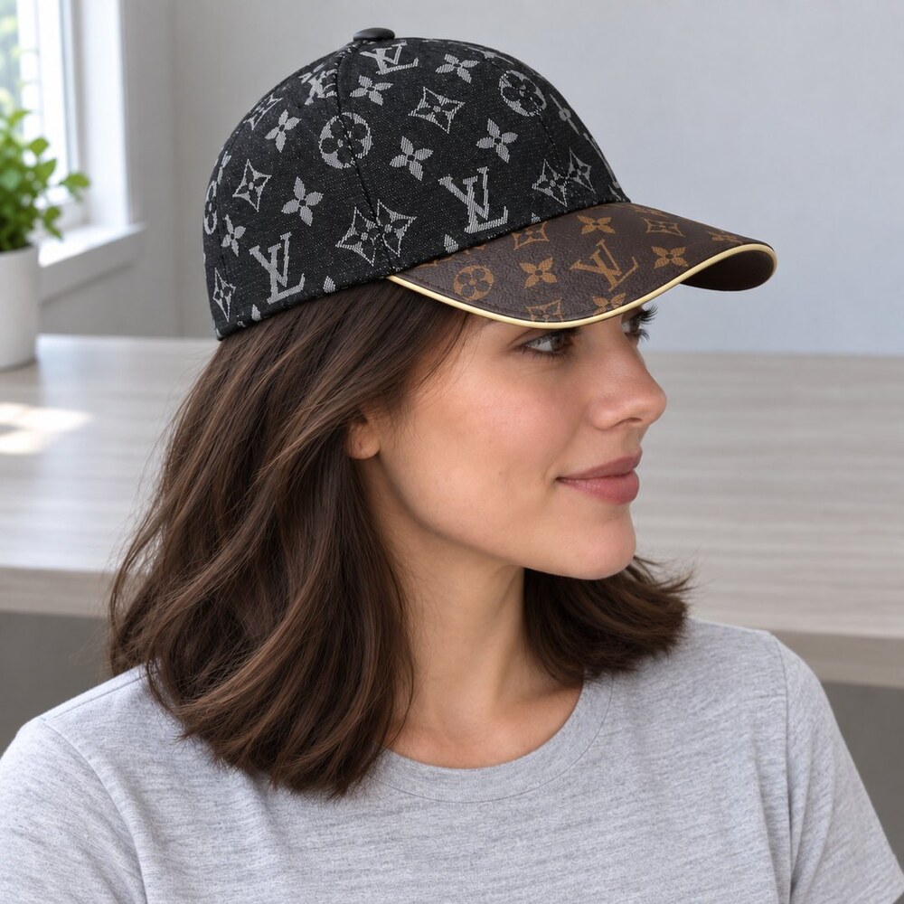 Louis Vuitton Black Brown Monogram Cap - Picture 3 of 6